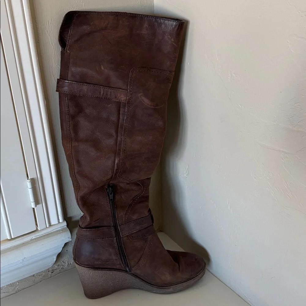ALDO Brown Wedge Knee-High Boots
